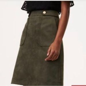 Loft Olive Green Faux Suede Skirt-0 Altered